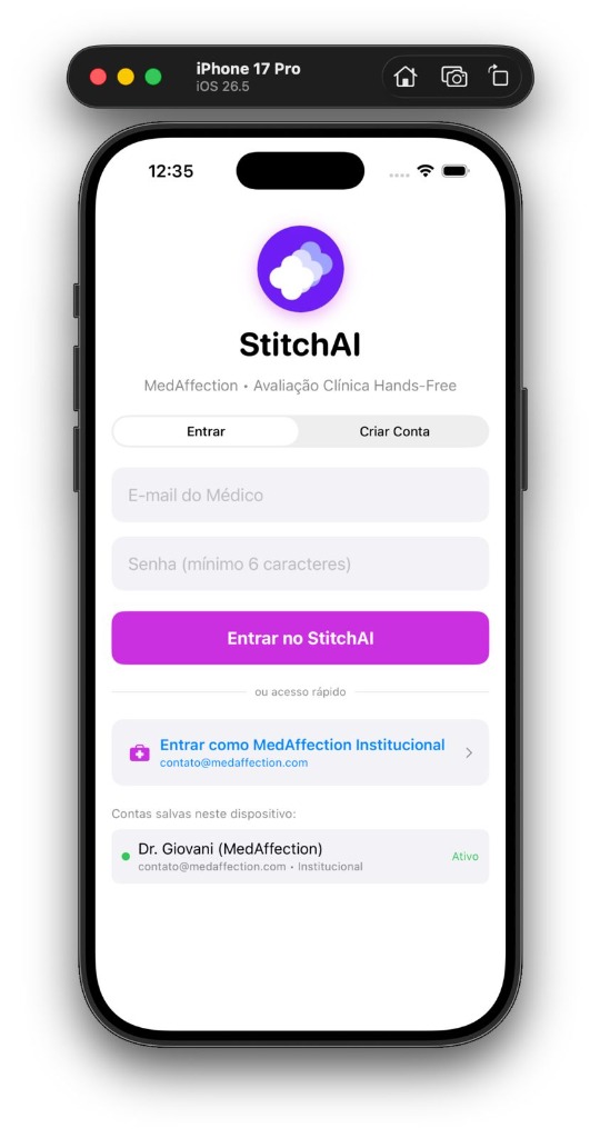 Aplicativo Stitch AI no iPhone 17 Pro - MedAffection